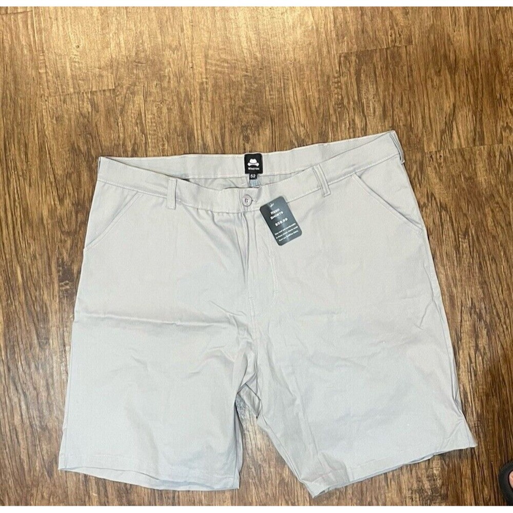 Big And Tall Men’s Winston  Chino Shorts Light Gray Size 52 NWT Side Pockets